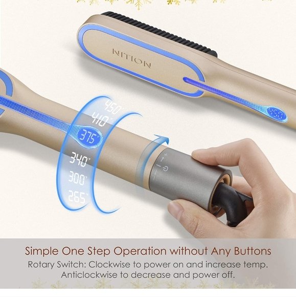 NITION Hot Hair Straightening Brush Argan Oil Tourmaline Ceramic Titanium - Picture 3 of 5